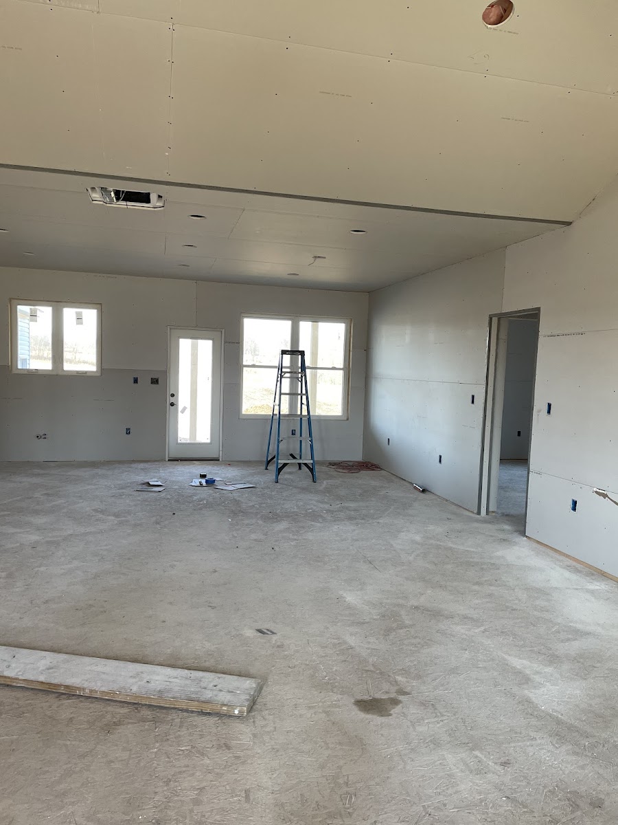 Basement drywall installation, hung and taped