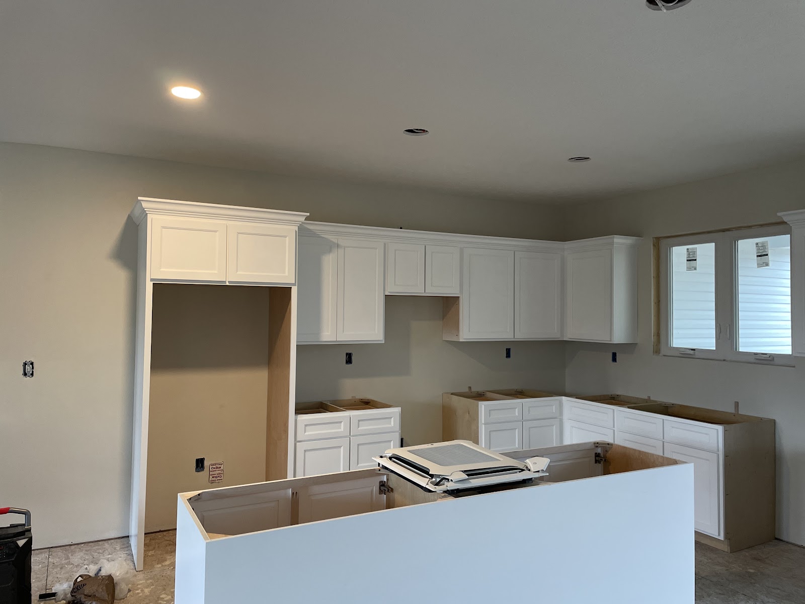 Finished kitchen after drywall and paint