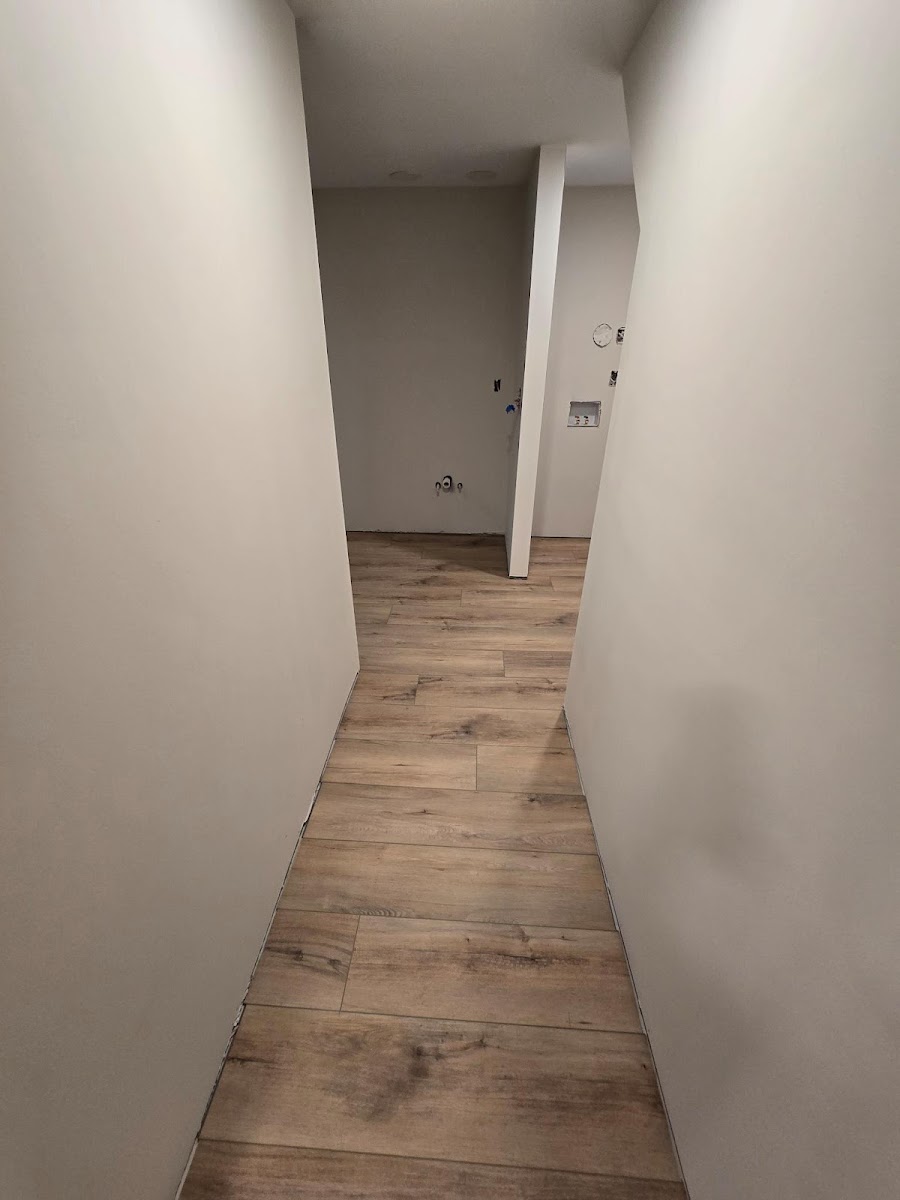Finished hallway with smooth painted walls