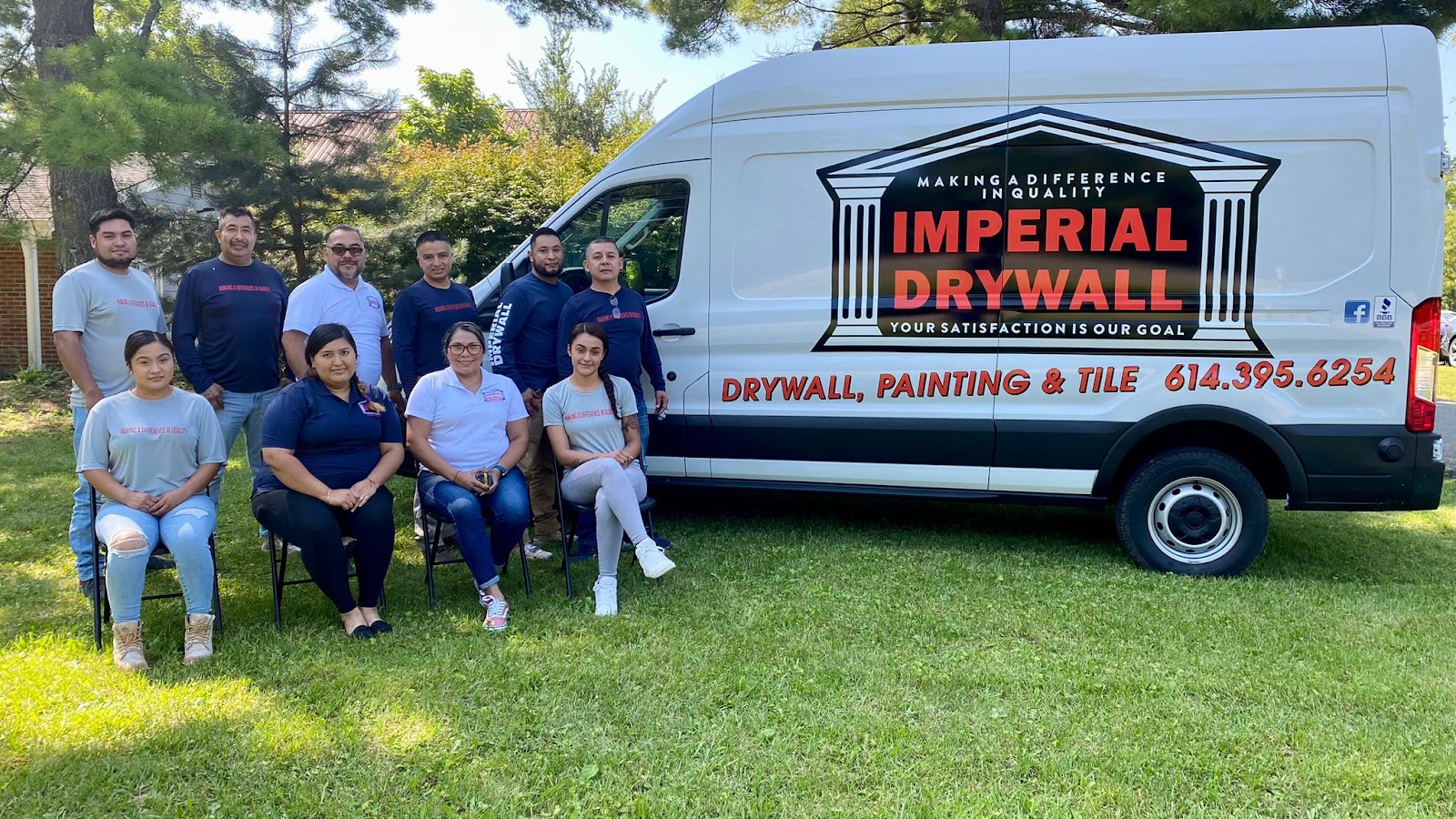 The Imperial Drywall crew and company van in Columbus, OH